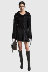 Aideen Püsküllü Kesikli Örgü Kısa Üst